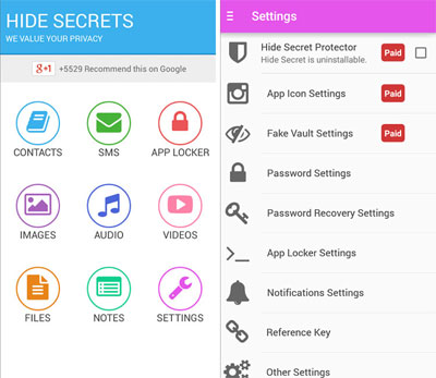  قفل گذاری فایل ها،پیامک ها، شماره ها و برنامه ها با اپلیکیشن Hide Secrets
