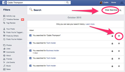 چگونه داده های مربوط به جستجوهایمان در فیسبوک را پاک کنیم