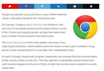 اصلاح 29 نقص امنیتی در گوگل کروم