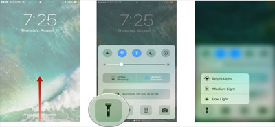  کنترل نور Flashlight در iOS 10 به کمک touch سه بعدی