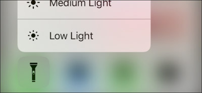  کنترل نور Flashlight در iOS 10 به کمک touch سه بعدی